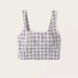 ABERCROMBIE AND FITCH TWEED KNIT PLAID CROP TANK TOP SIZE XL